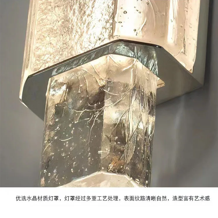 Фото Постмодернистский хрустальный настенный светильник LED: дизайнерский акцентный светильник для гостиной, прихожей, лобби отеля, креативный стеклянный настенный декор №3
