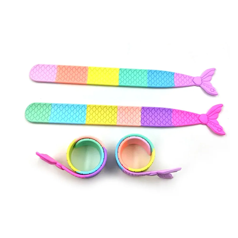 Цветной резиновый браслет с изображением рыбьего хвоста детский гибкий для