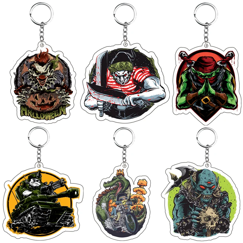 

Fashion Acrylic Anime Keychain Transparent Hd Printing Personalized Punk Hiphop Key Chain Backpack Pendant Gifts Rock Keyring