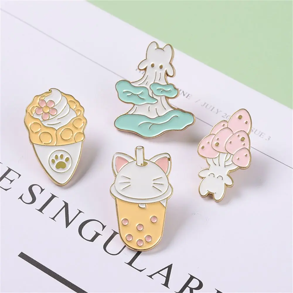 

Cartoon Jewelry Gift Cat Paw Mushroom Tea Ice Cream Lapel Pin Enamel Pins Badge Brooches