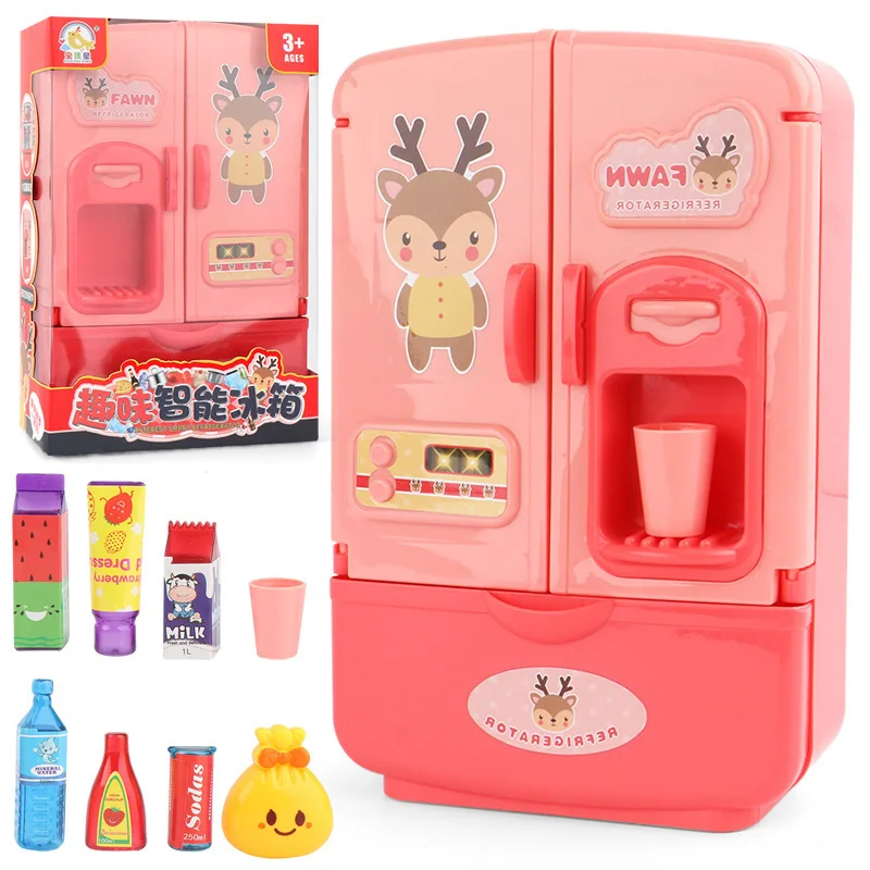

Mini Double Door Refrigerator Girl Toys Simulation Pretend Play Kitchen Kids Toys Accessories Role Play Gift Toys for Children