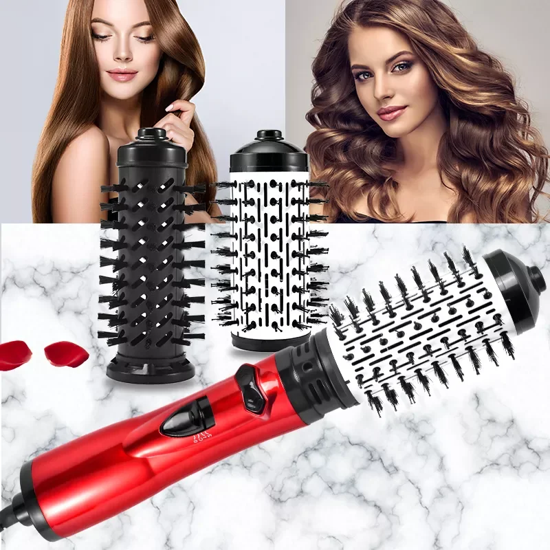 

2 IN1 Rotating Hair Dryer Brush Electric Hair Curling Iron Hot Air Dryer Comb Straight Wavy Irons Roller Dry Waves Curls Styling