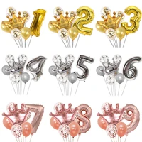 crown number balloons aluminum foil confetti balloons set 0 9 number balloon birthday baby shower wedding party decorations