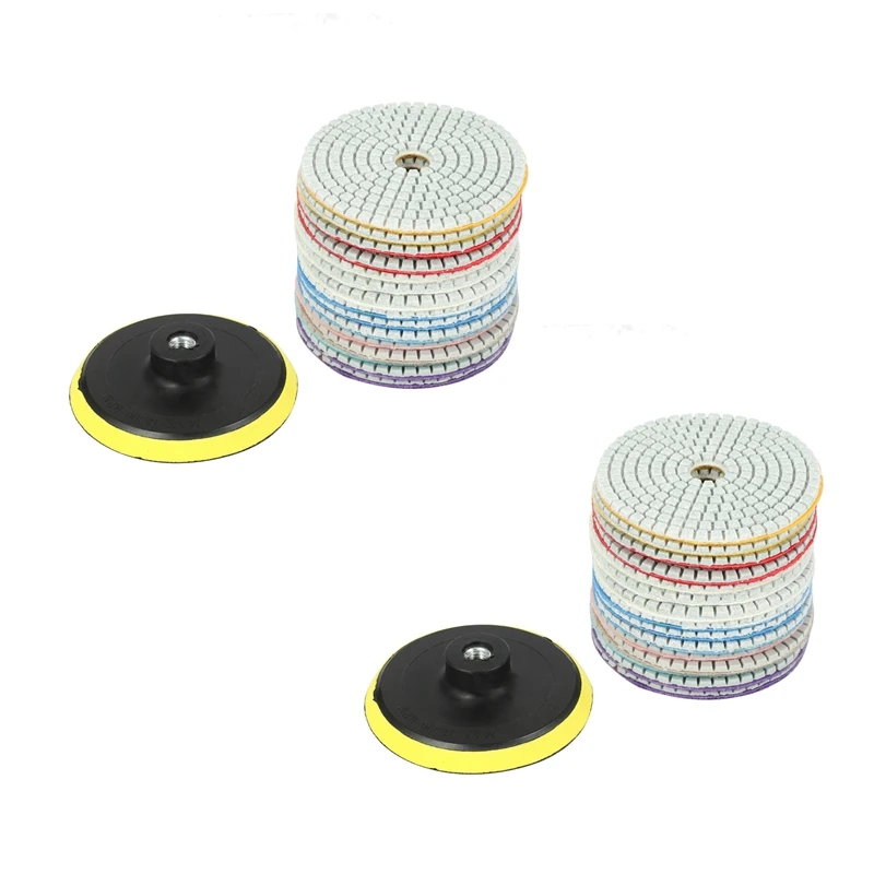 

32Pcs Diamond Polishing Pads Kit 4 Inch 100 Mm Wet/Dry For Granite Stone Concrete Polishing Use Grinding Discs Set