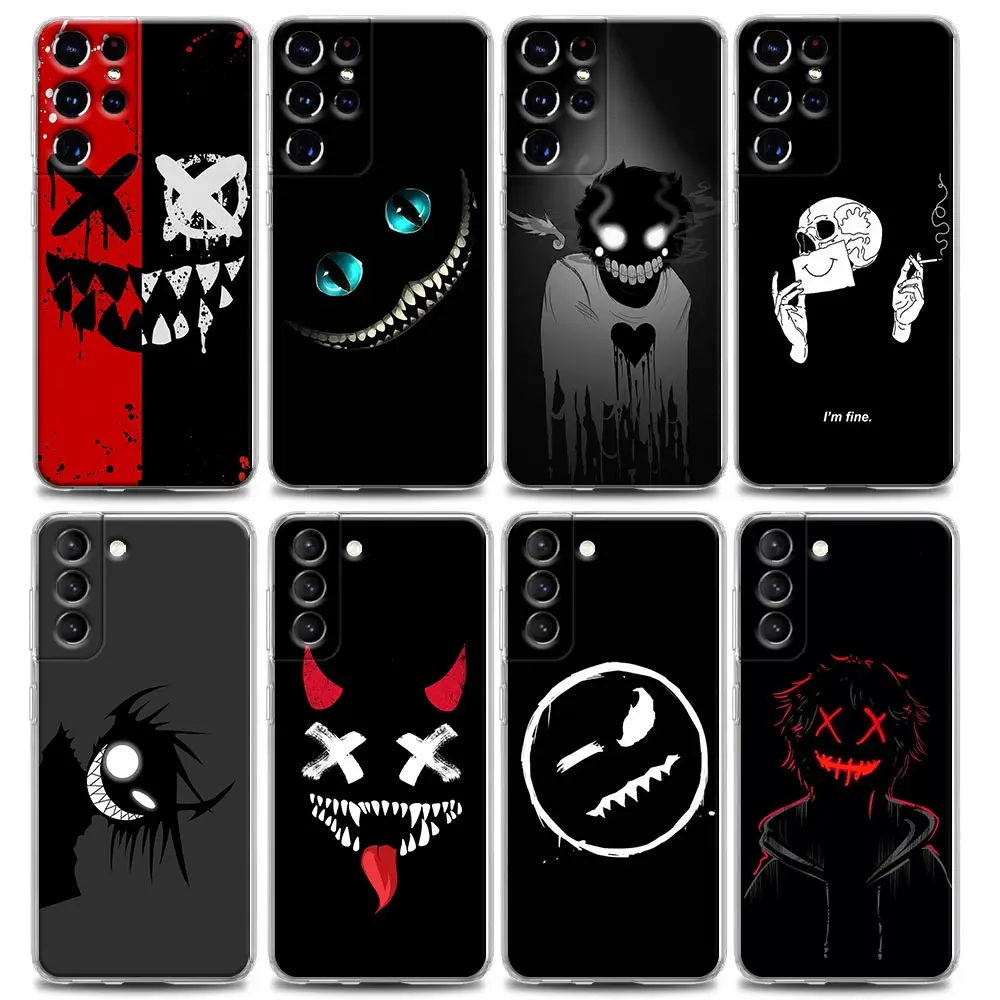

Clear Phone Case for Samsung S9 S10 4G S10e S20 S21 Plus Ultra FE 5G M51 M31 S M21 Soft Silicone Smile Skeleton Devil Anime