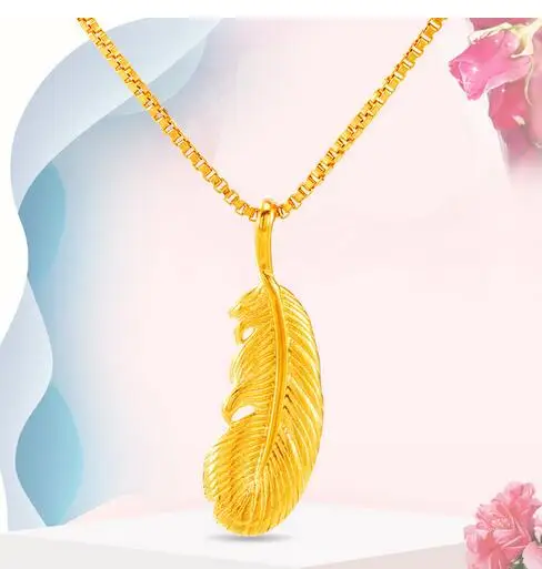 

Кулон с перьями для мужчин и женщин, гальваническое покрытие из чистой меди, имитация золота 24 К, модные золотые крылья