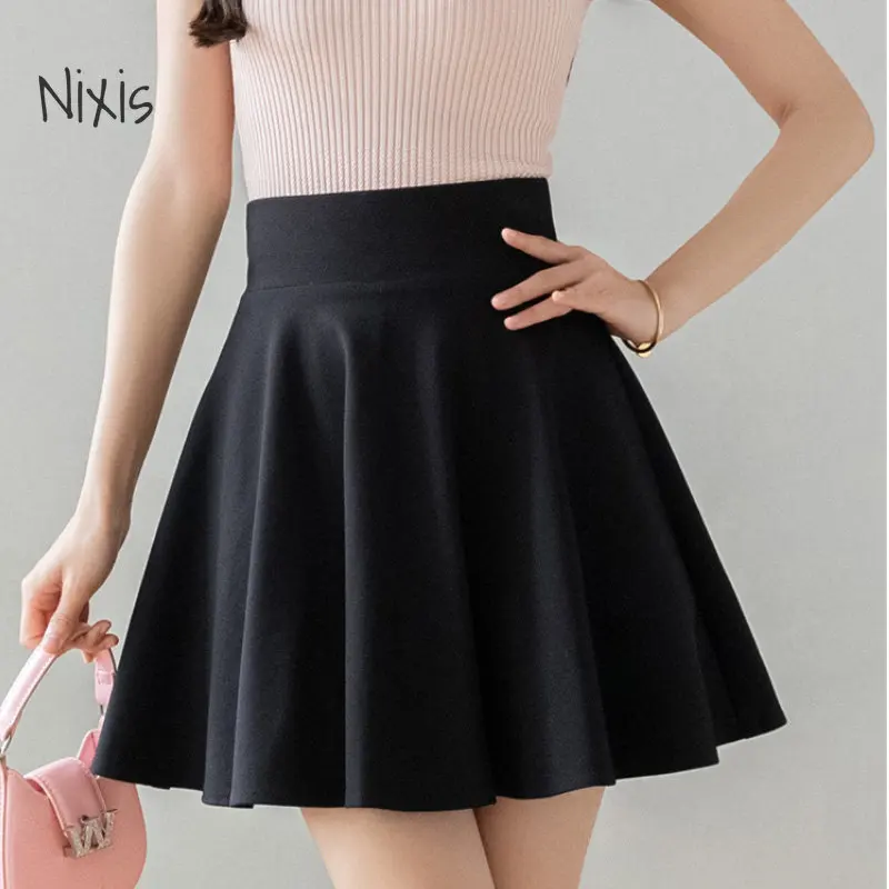 Plus Size Shorts Skirts for Women A Line High Waist Female  Casual Elegant Ruffles Skirt Solid Bottoms Korean Fashion Clothing