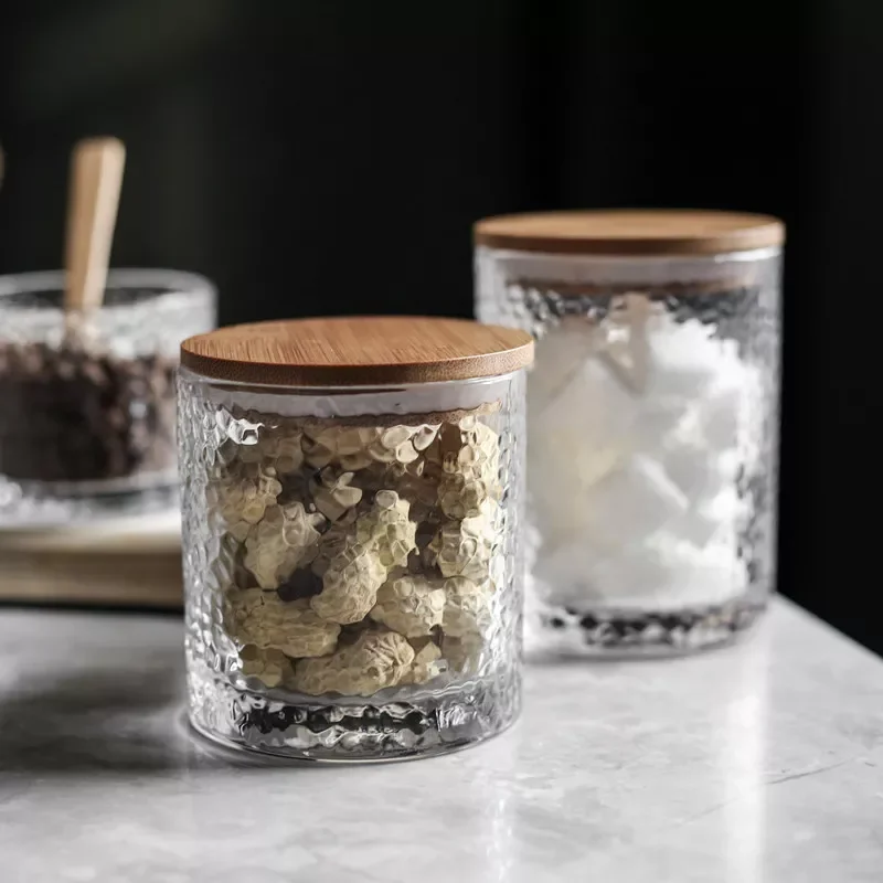 

Kitchen storage glass jars with lid rice food storage containers set tea coffee sugar Transparent small container stash jar