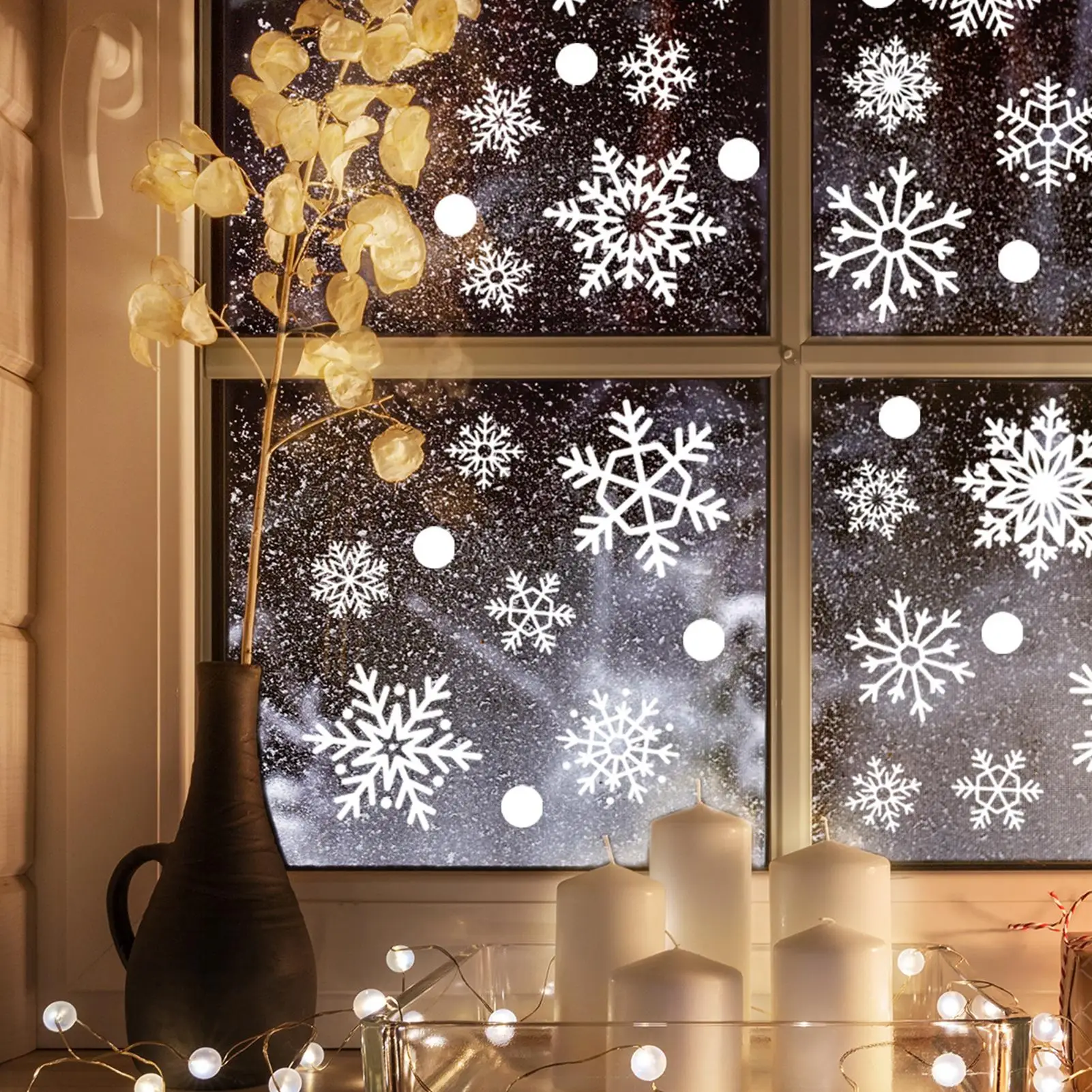 

White Snowflake Christmas Wall Stickers Glass Window Cling Decal Holiday Decorations for Home Decor New Year Gift Navidad