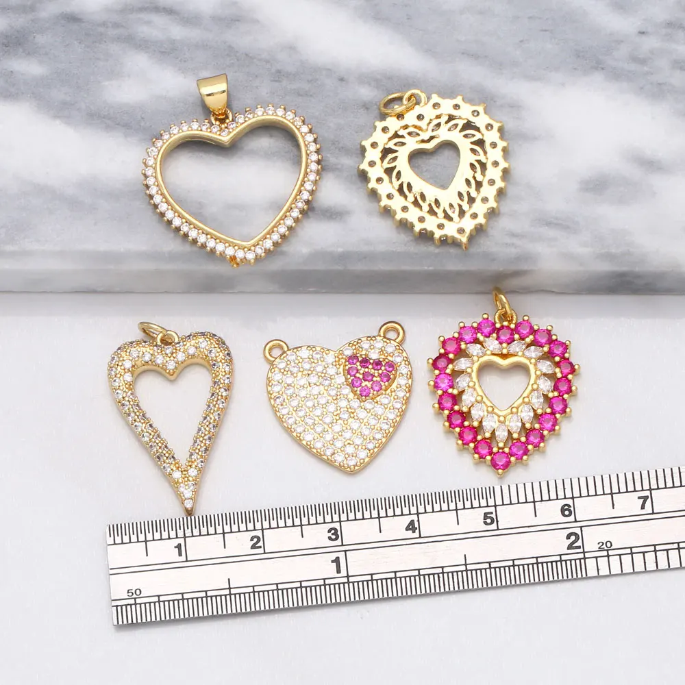 OCESRIO модные CZ подвески в виде сердца для ожерелья медные позолоченные сердечки