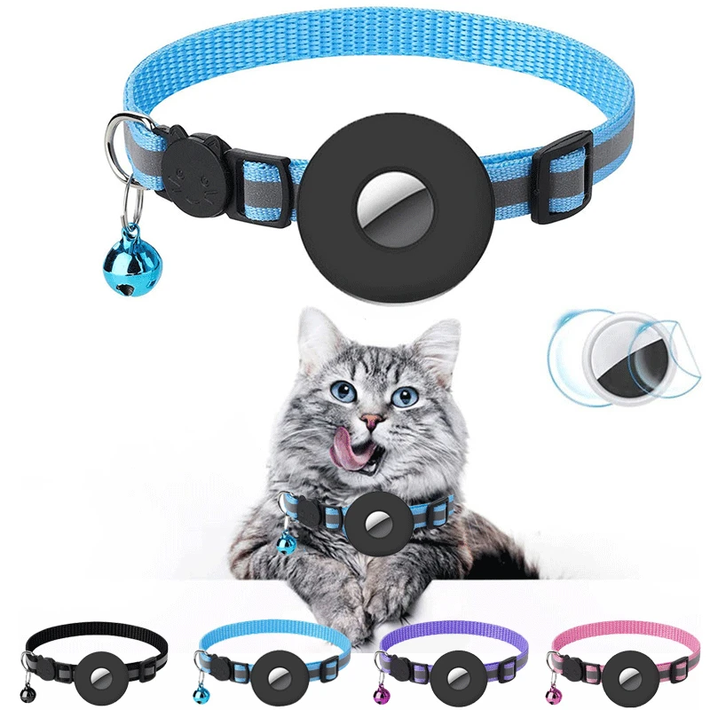 

For Apple Airtags Cover Cat Collar Bell Ring Luminous Nylon Kitten Dog Collar for AirTag GPS Finder Anti Loss Tracker Device