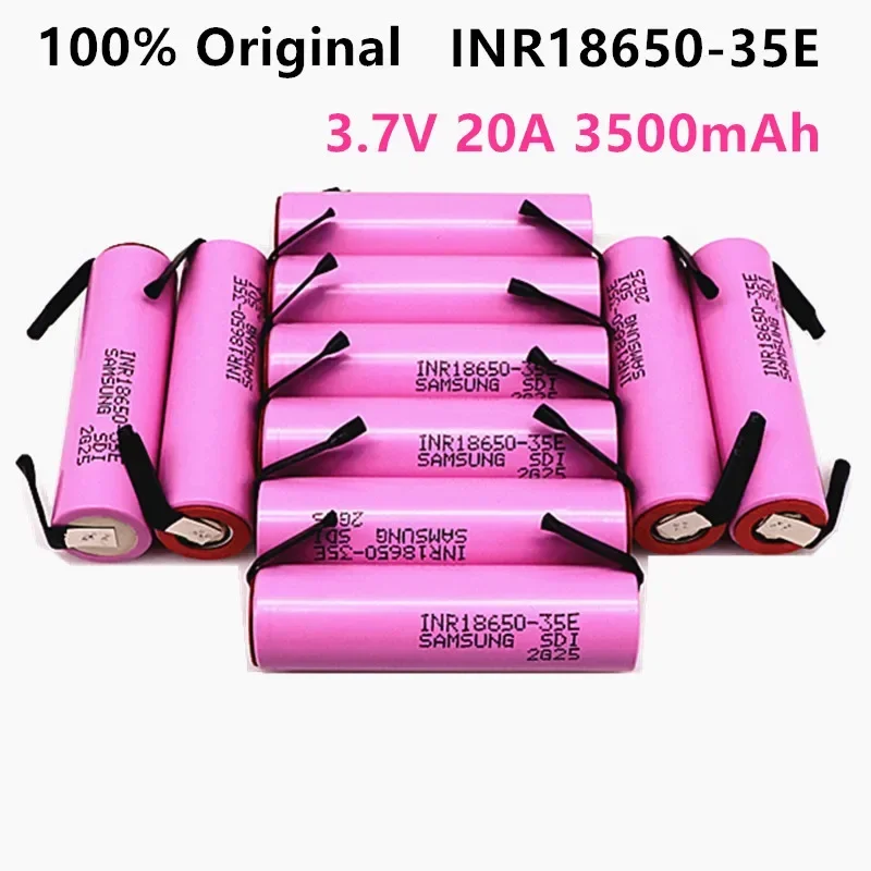 

Аккумулятор 18650, 100% оригинал, 3500 мАч, 20 дюймов, зарядка INR18650 35E, INR18650-35E 18650, литий-ионная батарея 3,7 в, перезаряжаемая батарея + DIY Nicke