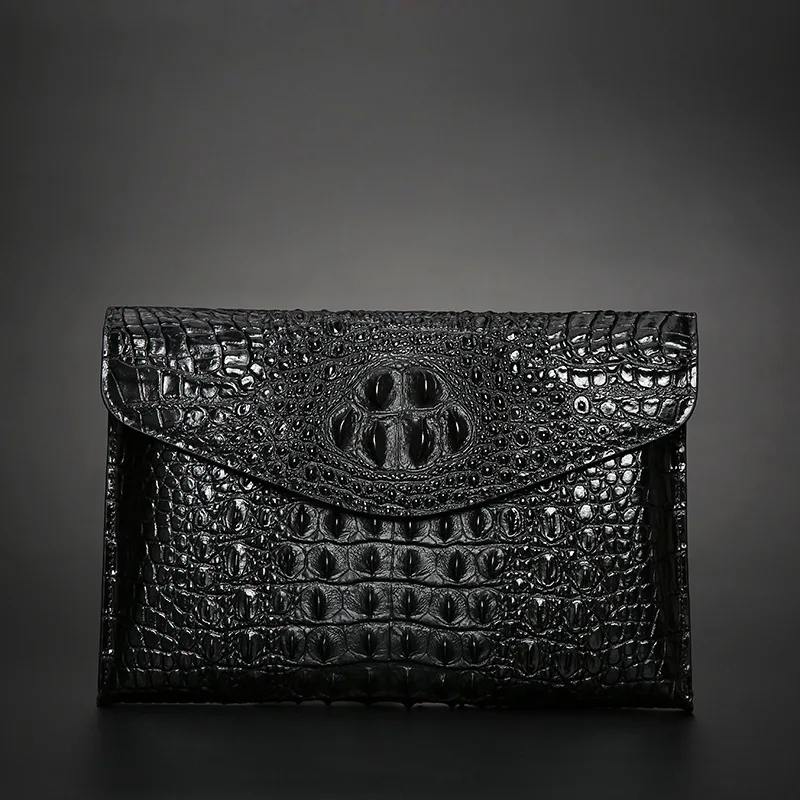

Crocodile Pattern Leather Men's Handbag Fashion New Trendy Casual Large-Capacity Luxury Leather Men's Clutch Bag Envelope Bag