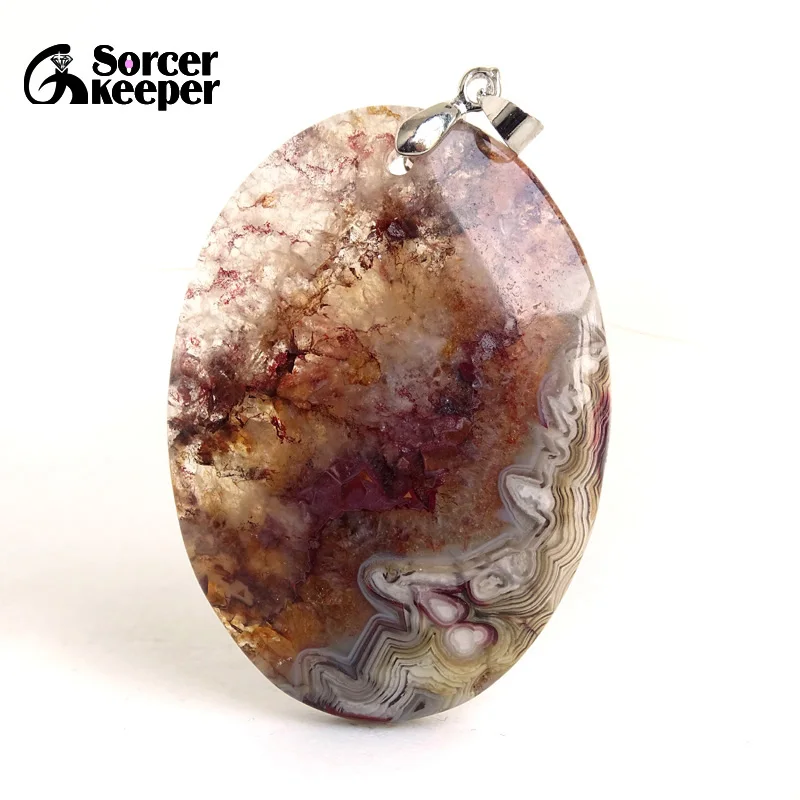 

Men's Bijoux Crazy Lace Rosetta Agate Necklaces Pendants Natural Stones Beads for Jewelry Making Accessories Women's Gift BK663