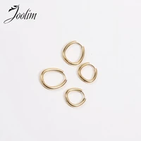 non tarnish waterproof modern minimalist profiled oval opening earrings stainless steel fashion jewelry for women wholesale