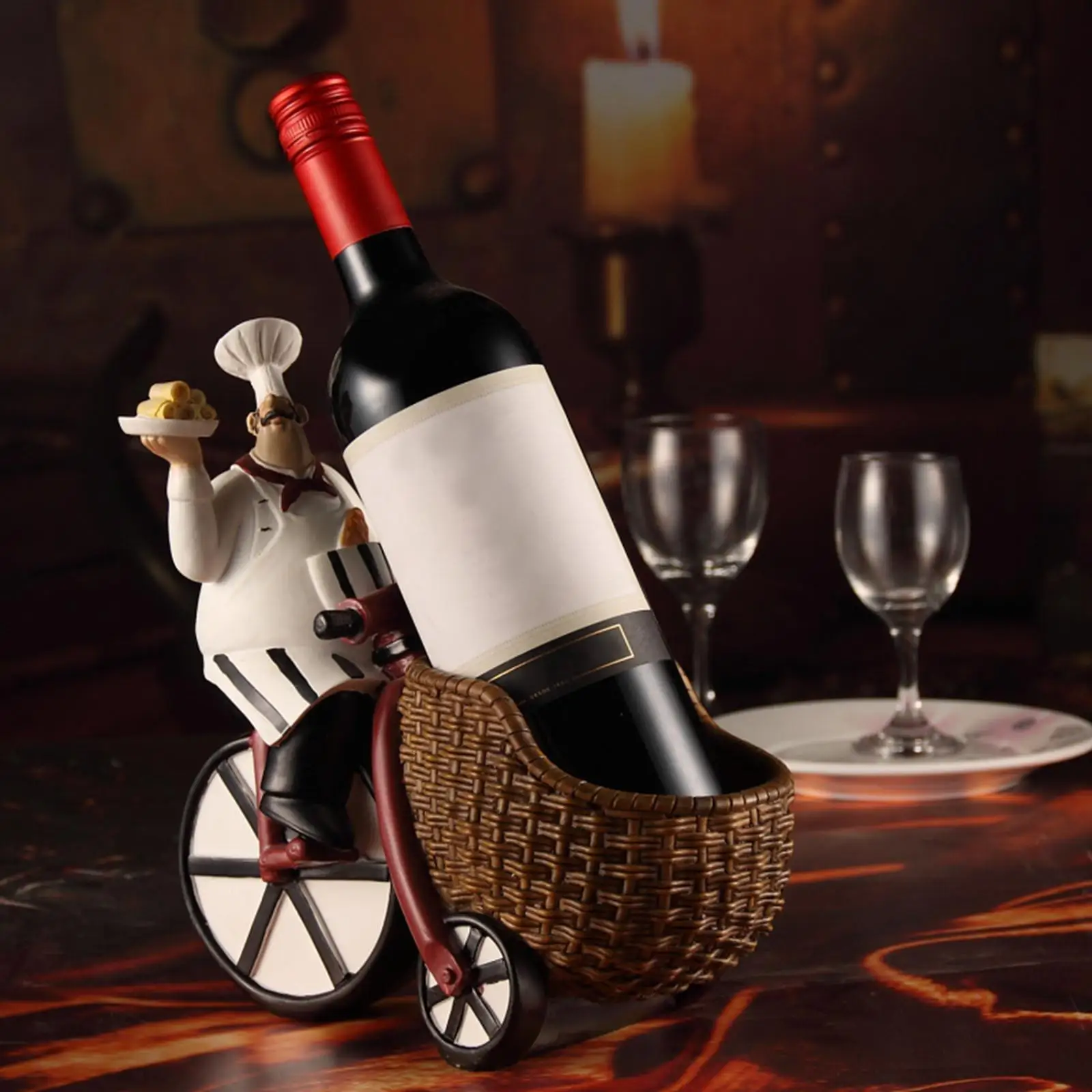 

Chef Wine Rack Freestanding Resin Wine Display Stand Liquor Holder for Basement Wine Cellar