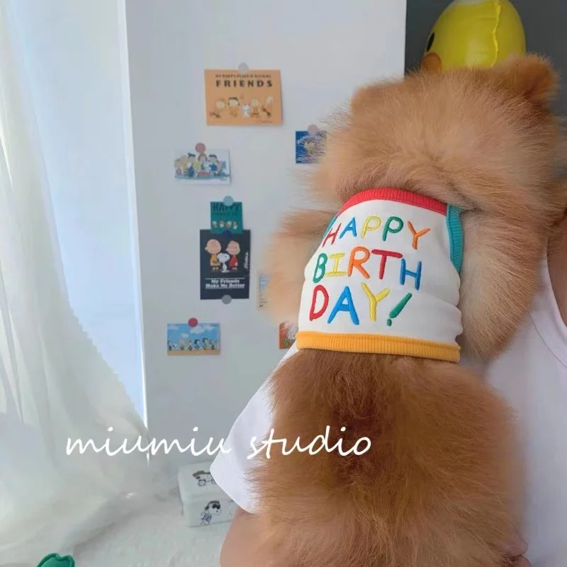 

Happy Birthday! Sling Vest Pet Dog Clothes Pet Dog Clothes Fashion Clothing Dogs Cute Chihuahua Print Summer White Boy Mascotas