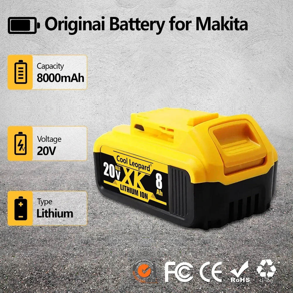 Литий-ионные аккумуляторы 20 В 5 Ач 6 8 для электроинструмента DeWalt DCB205 DCB201 DCB203