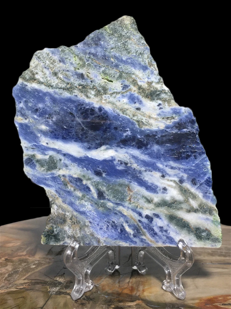 

Quartz Natural Sodalite Crystal Sample Board Ornament Modern Blue Mineral Ore Rock Specimen Plank Home Decor Witchcraft Supplies