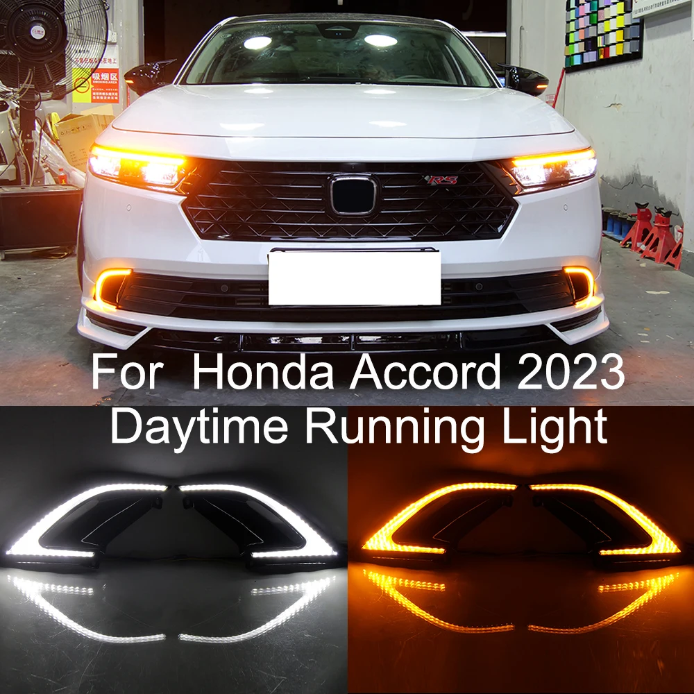 

MIHAZ 1 Pair Waterproof LED Daytime Running Light For Honda Accord 2023 DRL Automobile turn signal lamp Fog Light 12V 3 Colors