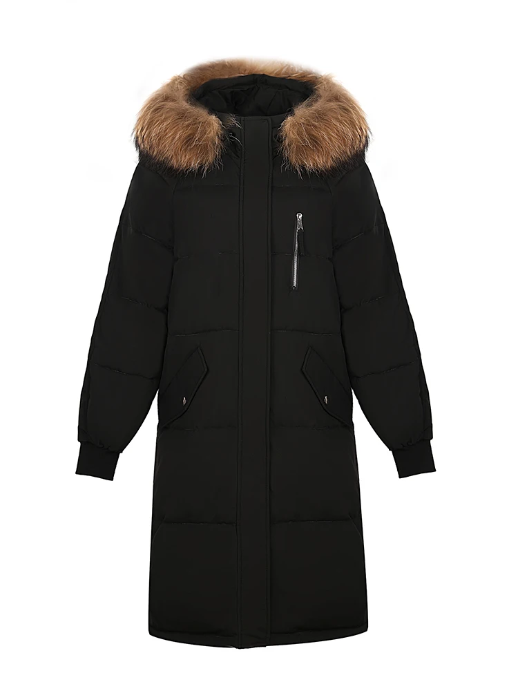 AOSSVIAO 2023 Long Winter Coat Women Hooded Down Parka Ladies New Warm Winter Jacket Women Loose Big Fur Collar Jacket Coat