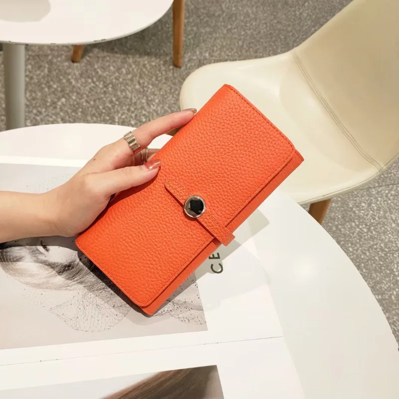 100% Genuine Leather Womens Wallets and Purses Fashion Large Capacity Multi Card Holding Bag Money Bag Luxury Phone Wallet Purse