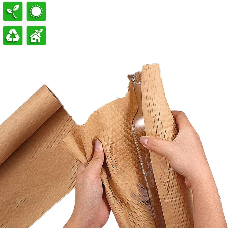 

Hysen 38cm*5m Muticolor Honeycomb Roll for Fragile Goods Stretchable Packaging Void Fill Kraft Paper