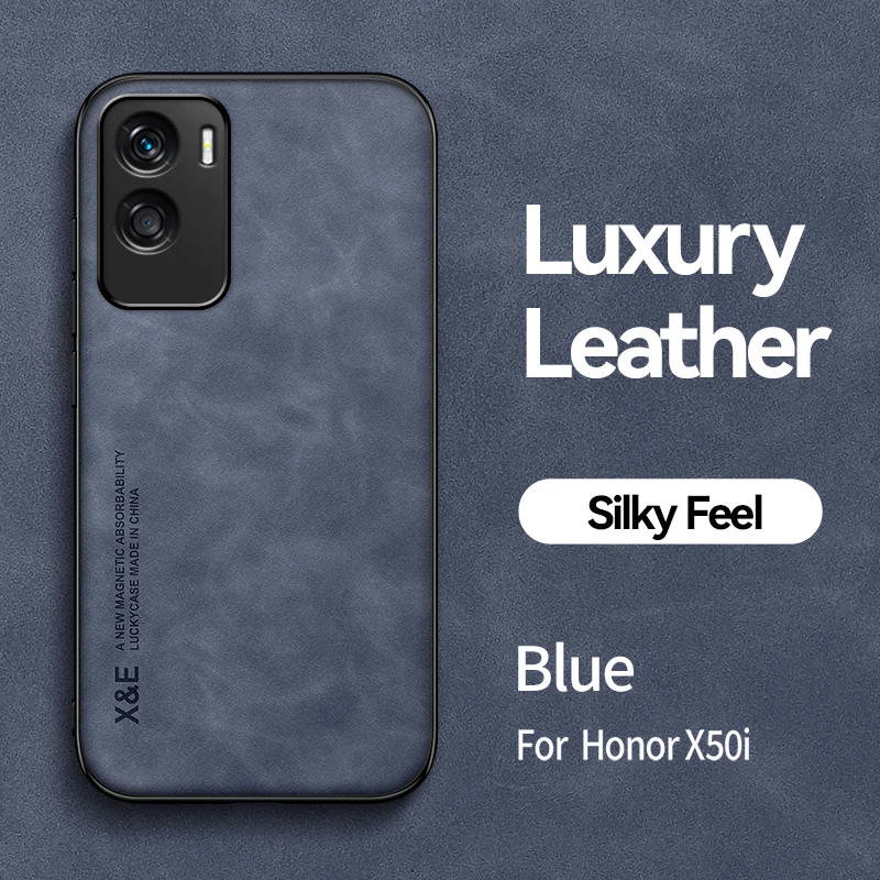 

Leather Case For Huawei Honor X50i Car Magnetic Holder Luxury Armor Shockproof Soft Silicone Edges Hard Phone Cover HonorX50i