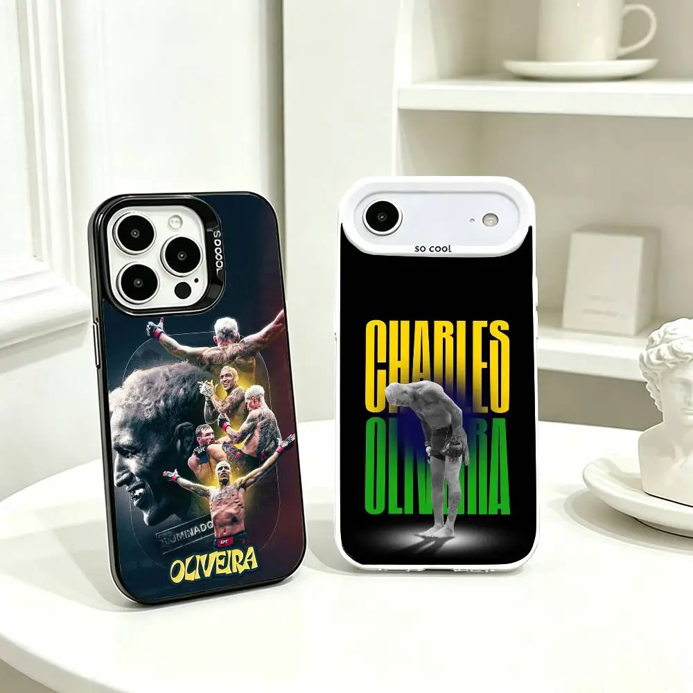 Фото Чехол для телефона U-UFC Charles Oliveira для iPhone 17, 16, 15, 14, 13, 12, 11 Plus, Pro Max, XS, цветной серебристый чехол №1