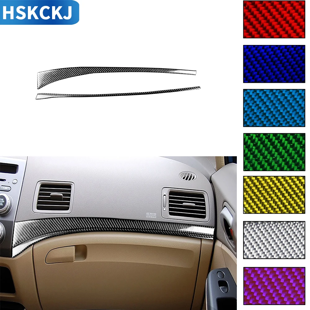 

Для Honda Civic 8 Gen 2006-2011 наклейка из углеродного волокна разных цветов Co-Pilot отделка для приборной панели полоса Обложка Стайлинг автомобильные ...