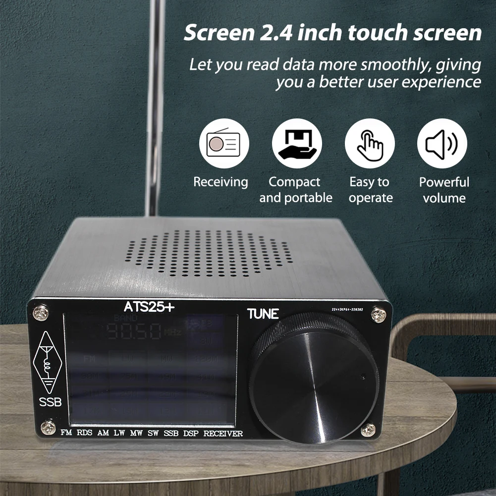 

ATS-25+ Si4732 Full Band Radio Receiver with 2.4 inch Touch Screen FM LW MW SW SSB DSP Receiver Support Broadcast Searching