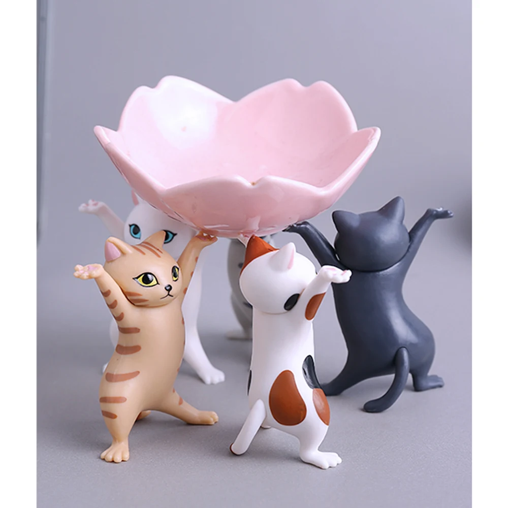 

Dancing Cat Figures Pen Holder Black Gift Enchanting Pen Holders Toys Weightlifting Cat Kids Q Version Doll Toy Home Figurines D