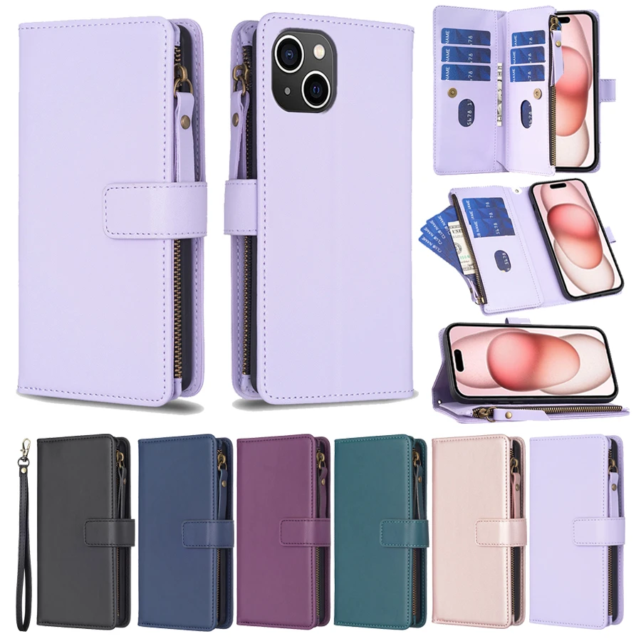 Кошелек с веревкой безопасности многофункциональный кожаный чехол на молнии для