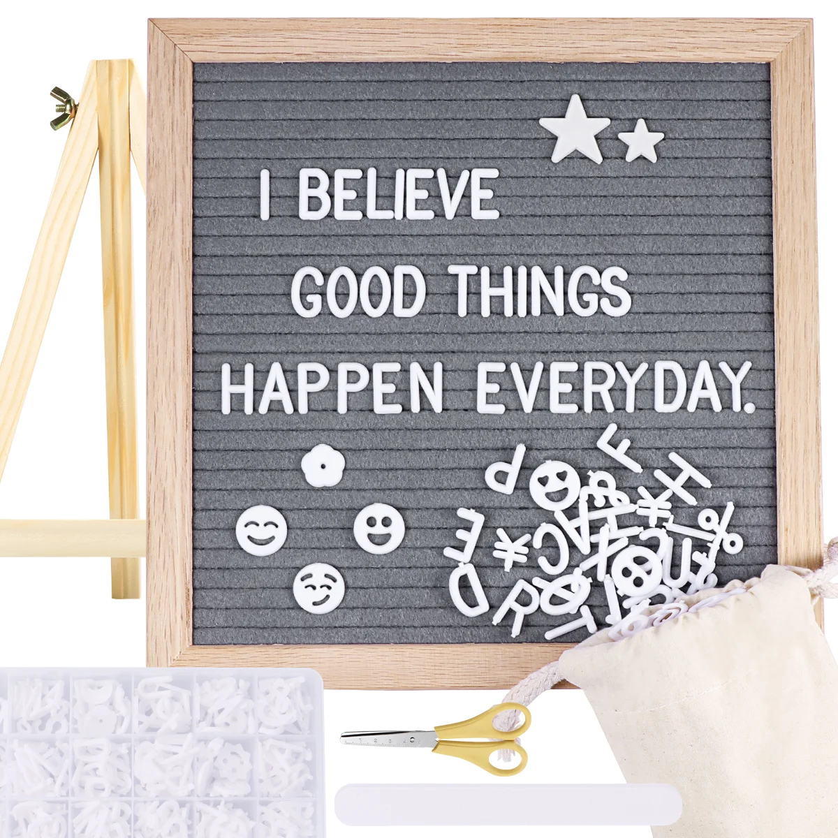 

Board Letter Felt Message Sign Gray Decor Changeable Announcement Letters Home Office 10X10 Boards Frame Wooden Wall Hook First