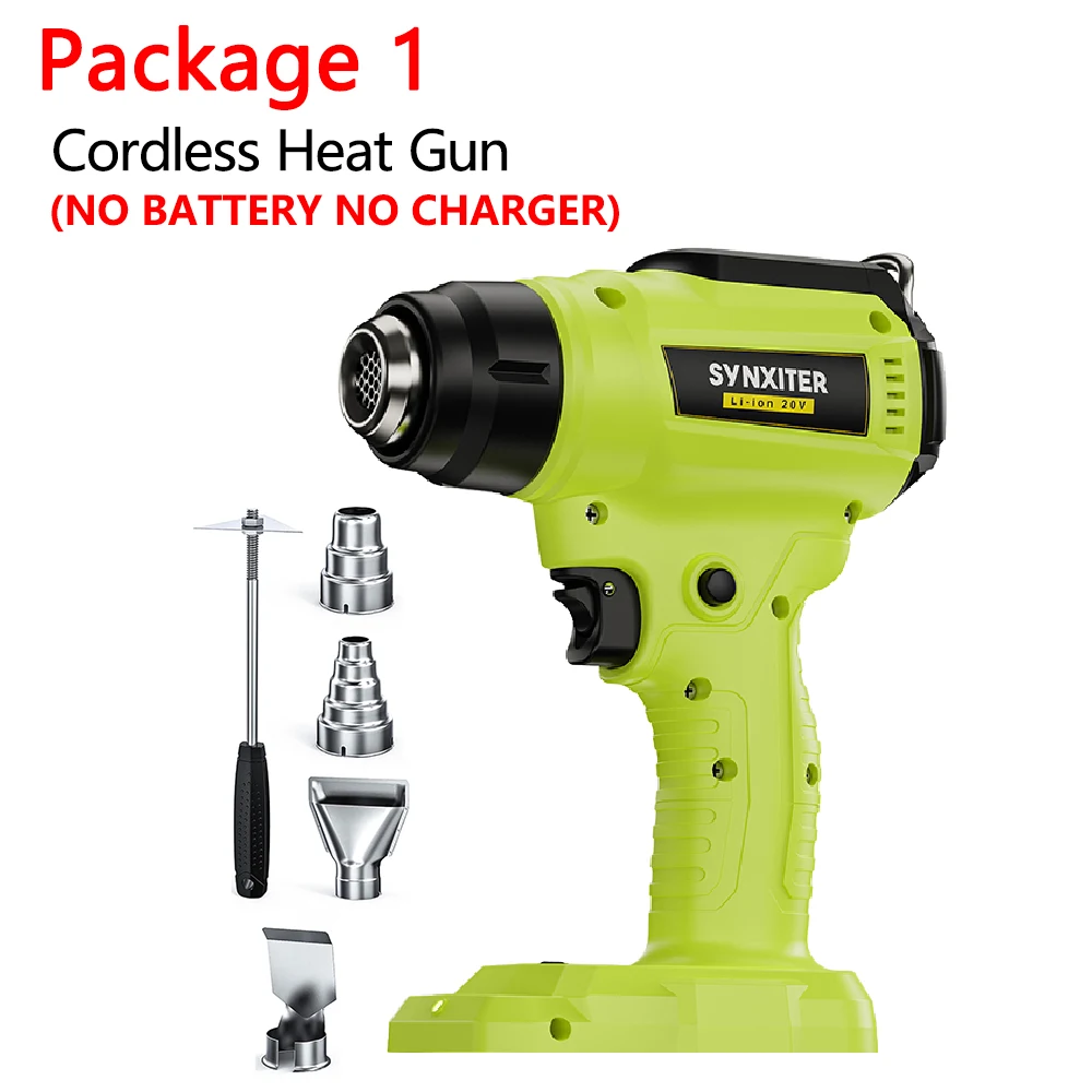 Беспроводной тепловой пистолет Nananuu для Ryobi, аккумулятор 18 В, электрический ручной фен с 4 насадками для термоусадочного электроинструмента «сделай сам»