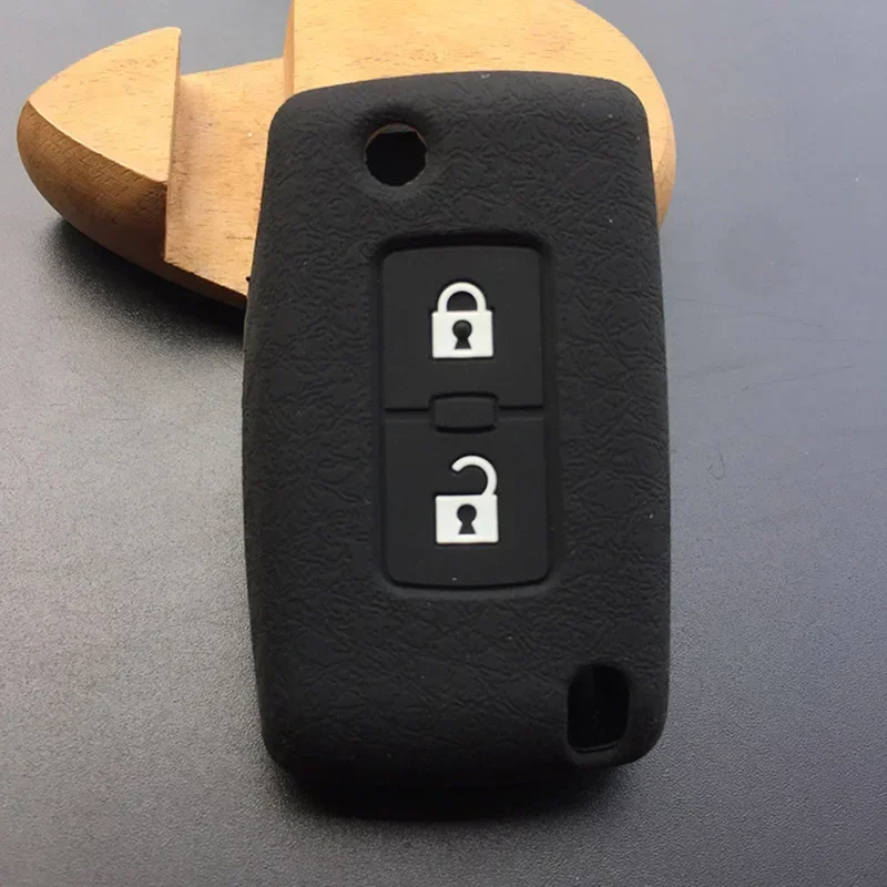 

ZAD 2-кнопочный силиконовый чехол для автомобильного ключа, защитный чехол для Mitsubishi Lancer 10 Outlander 3 Pajero, спортивный аксессуар для дистанционного ключа, автомобильный аксессуар