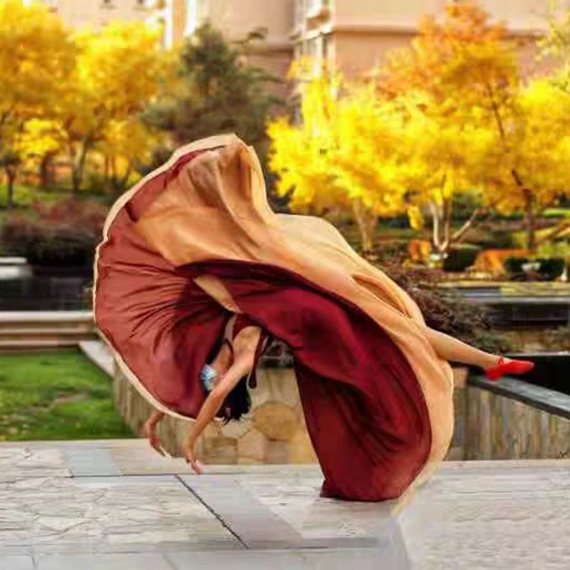 Большая юбка-качели для классических танцев Двухслойное шифоновое платье в