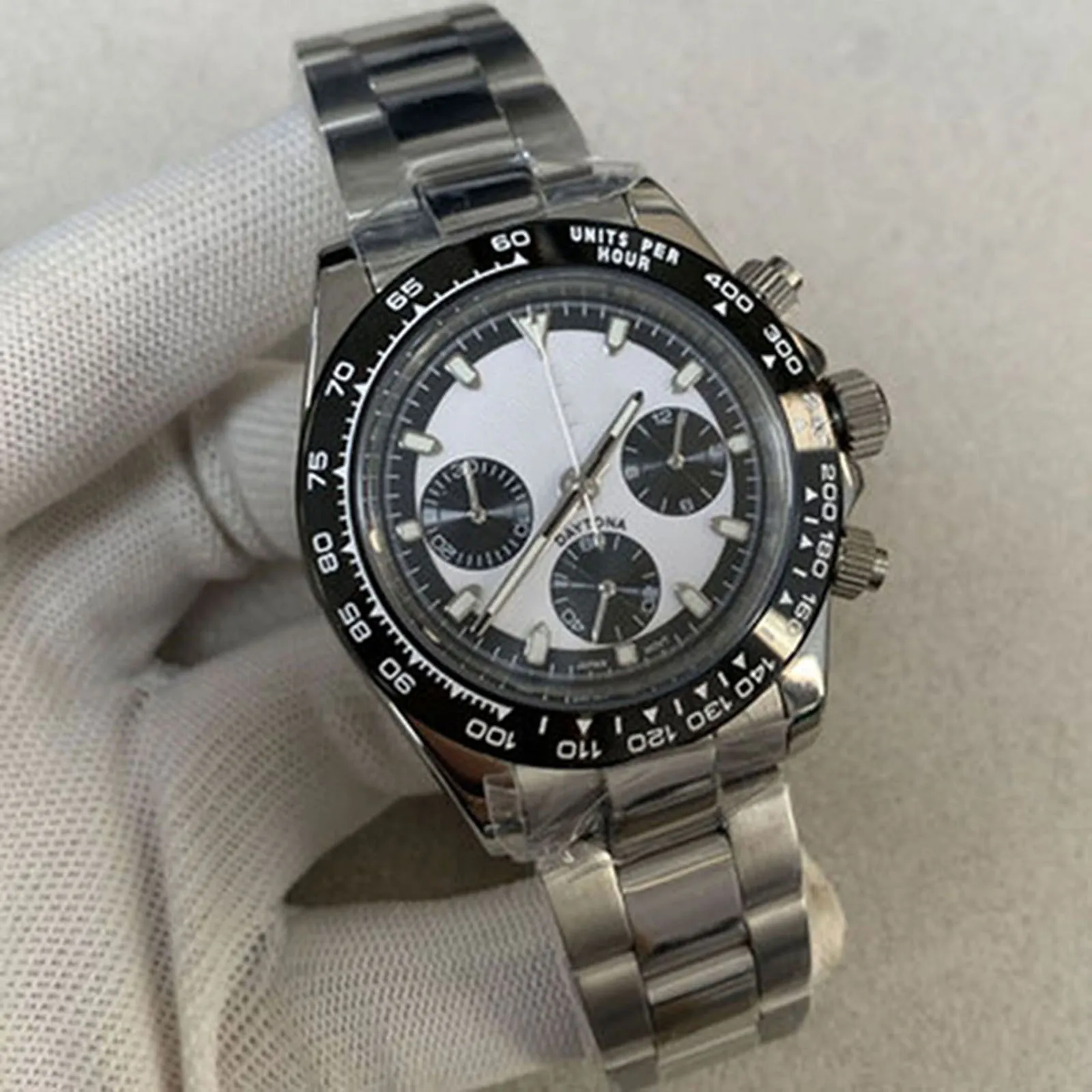 

40mm Fashion Business Luxury S—Logo Quartz Watch Men Stainless Steel Waterproof Wristwatch With Vk63 Movement Relogio Masculino
