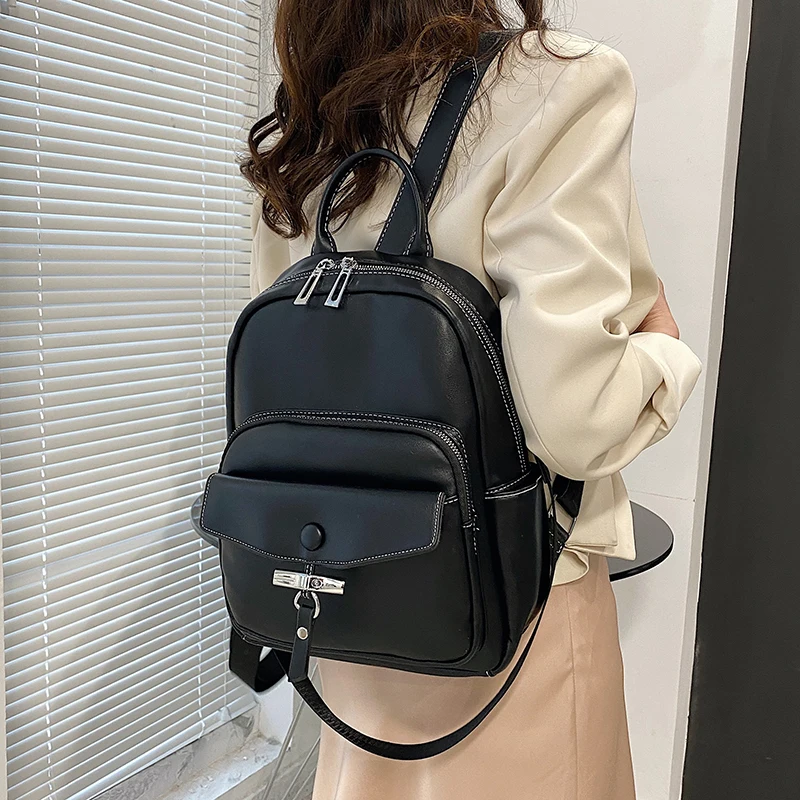 

Fashion Women Pu Leather Backpacks Travel Bag High Quality Ladies Small Shoulder Bag Casual School Bags for Teenager Girls New