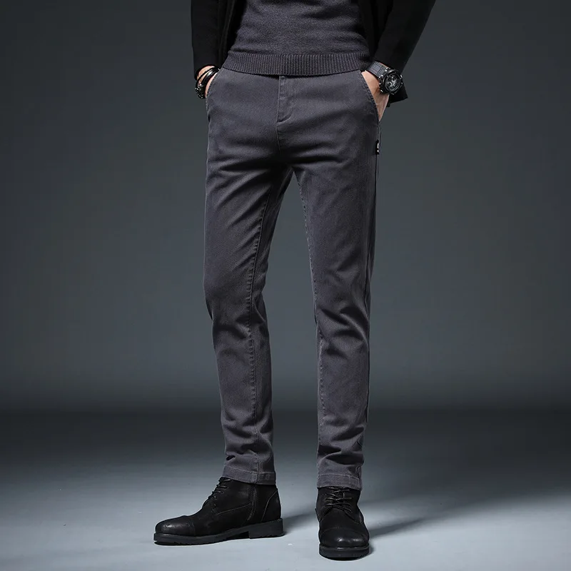 Mens Clothing Straight Long Pants Spring Casual Pants Handsome Korean Version Mid-waist Micro-elastic Pants Streetwear Men