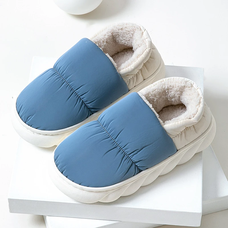 

Comwarm Winter Toast Women Slippers Warm Plush Cotton Slippers Indoor Home Non-Slip Thick Sole Furry Shoes For Couples New 2023