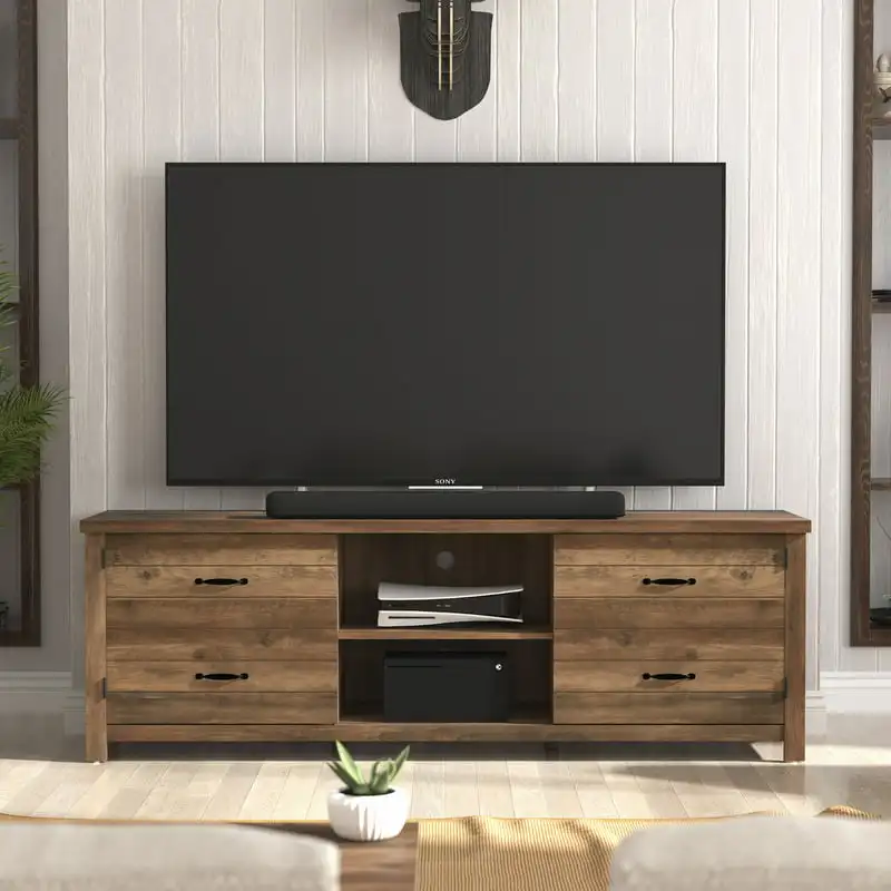 

Farmhouse 70” Stand with Charging Station for ’s to 75”, Knotty Oak