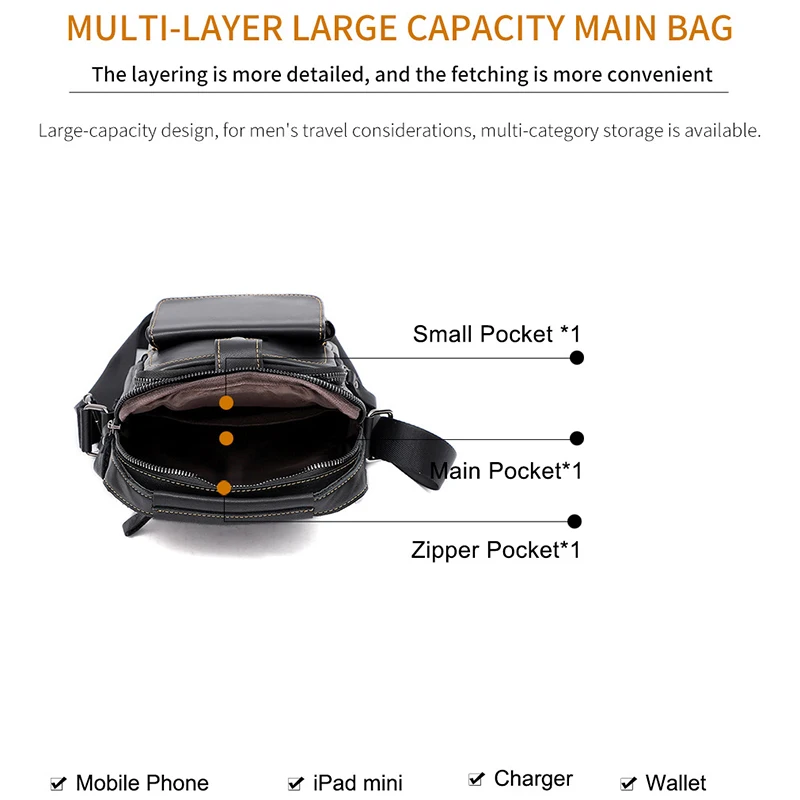 Vintage Men's simple Leather multifunctional Small shoulder phone bag Crossbody Bag