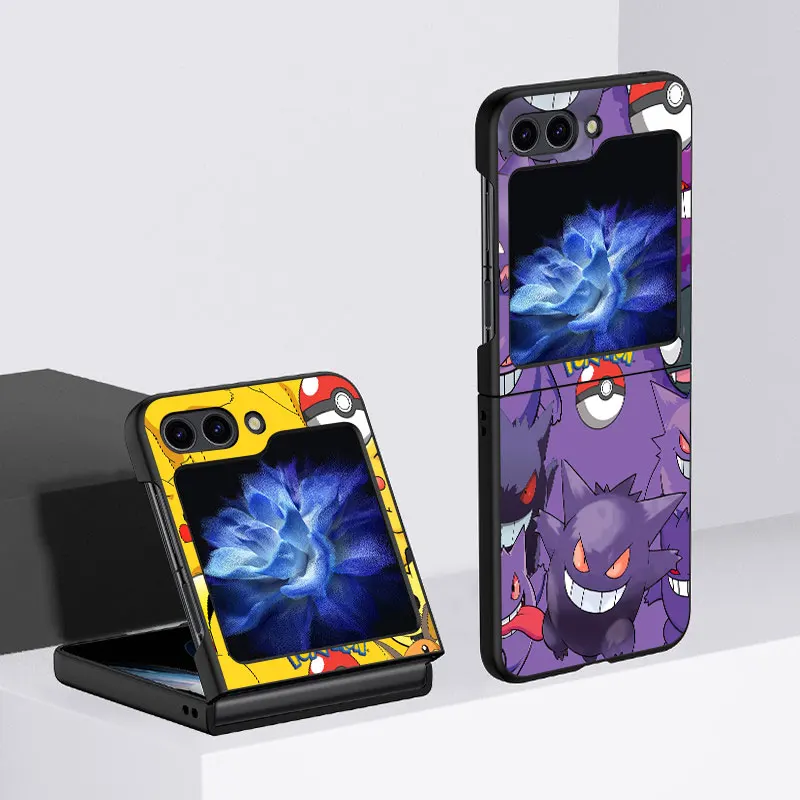 

Pikachu Pokemoon Cute Fundas Case For Samsung Galaxy Z Flip 4 3 5G Black Hard Cell Phone Cover ZFlip5 Clear PC Luxury