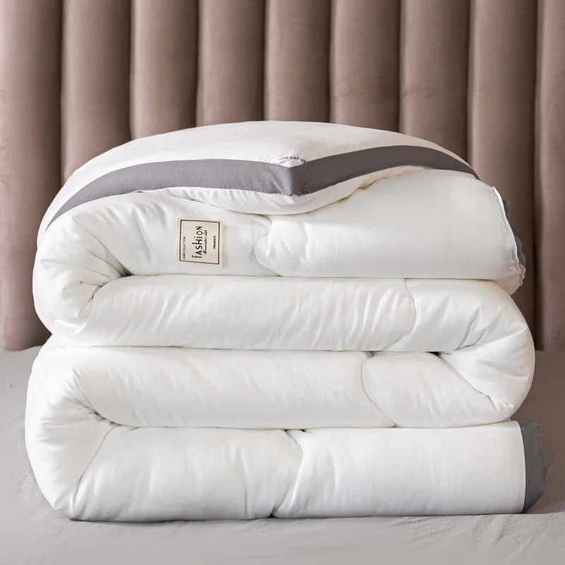 

Winter Simple Double Blanket Thicken Warm Quilt Bedding on The Bed Stitch Nordic Soild Color Duvet Cotton Queen Quilt