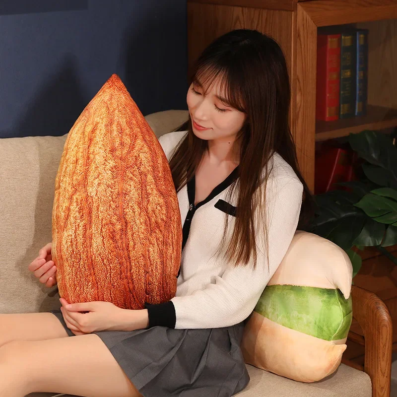 Имитация еды плюшевая подушка набивная с орехом желто-каштановый диван