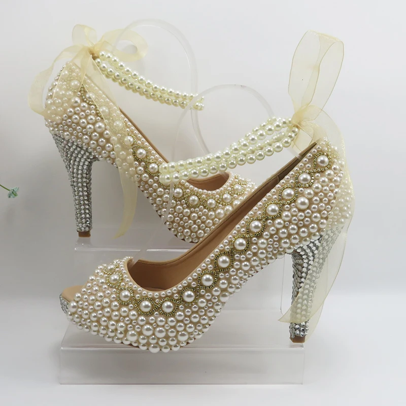 Новое поступление женская свадебная обувь Bao Ya Fang настоящая кожа стелька жемчуг
