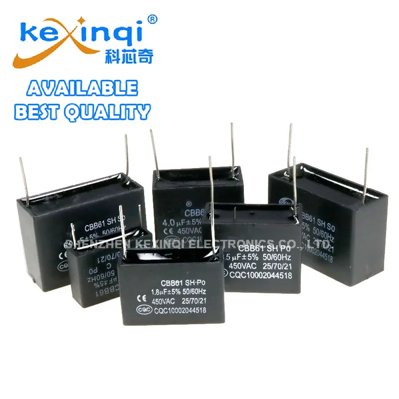 Конденсатор CBB61 450В 1мкФ 1.2мкФ 1.5мкФ 1.8мкФ 2мкФ 2.5мкФ 3мкФ 3.5мкФ 4мкФ 4.5мкФ 5мкФ 6мкФ 10мкФ 450В 2-контактный (art.: 3920dad5b2fa4) - 3920dad5b2fa4