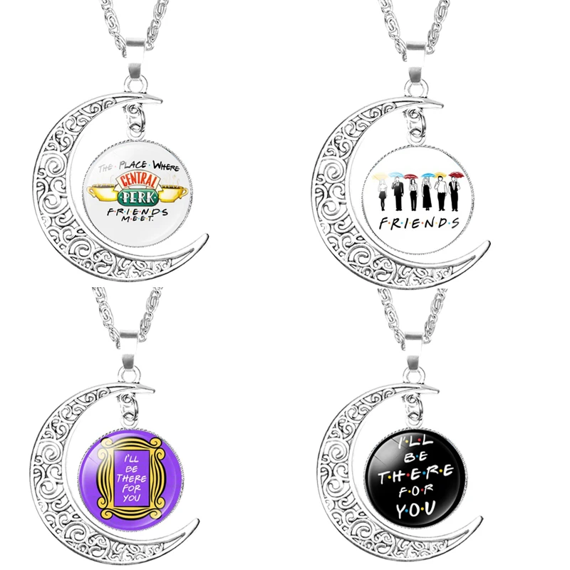 

fashion friends tv show pendant necklace vintage lobster central perk moon necklace for women female neck chain bijoux femme