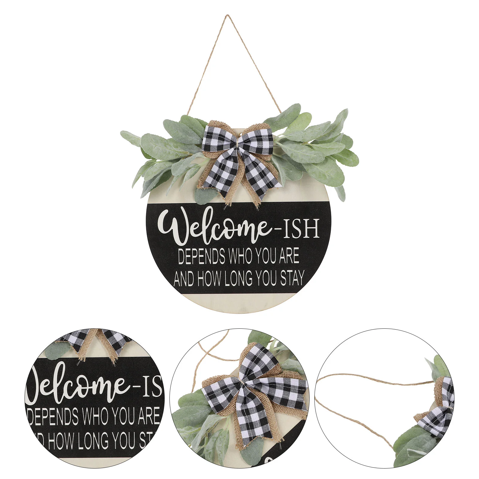 

1pc Rounded Wooden Welcome Board Pendant Exquisite Welcome Board Pendant